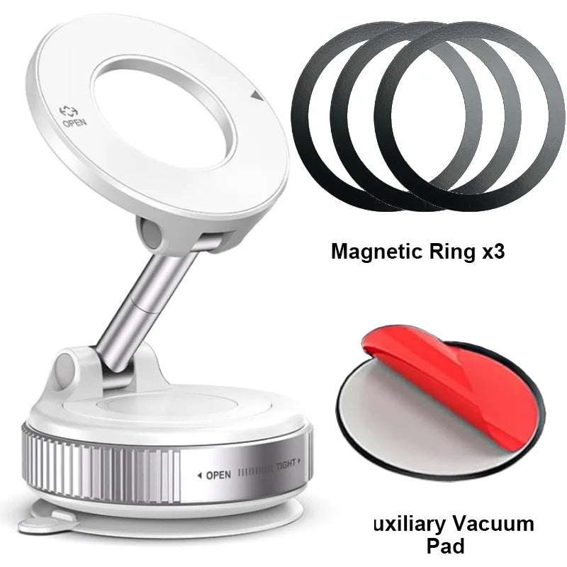 Soporte Magnético Mecánico para Celular con Ventosa de Vacío – Base Universal Giratoria 360° para Auto