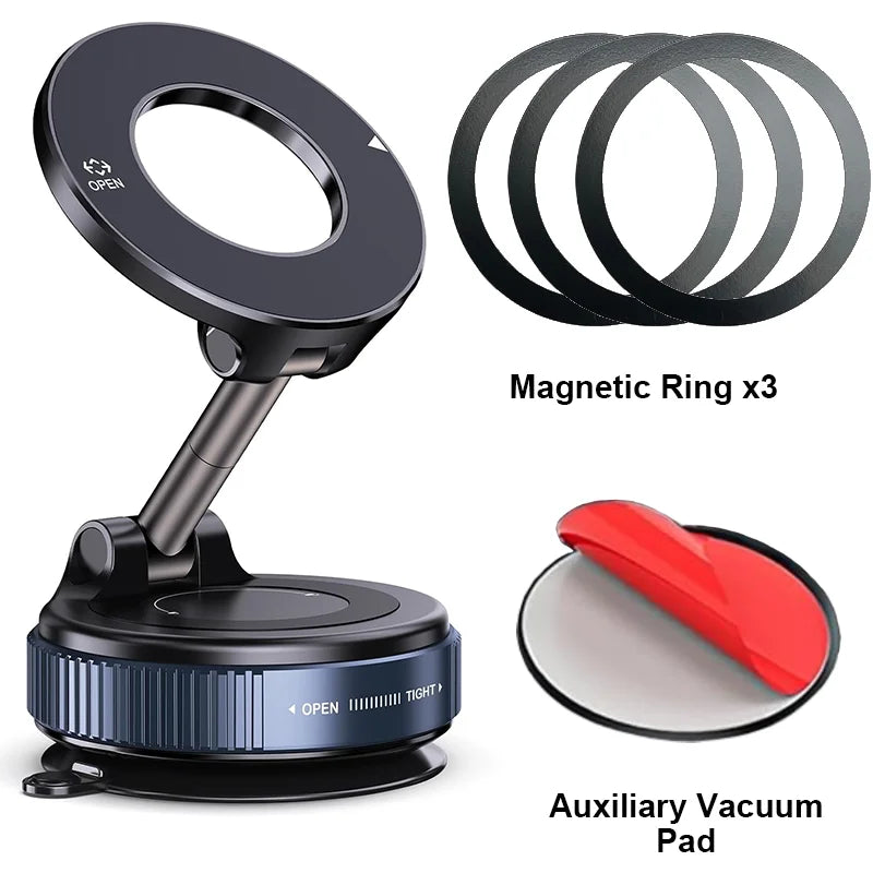 Soporte Magnético Mecánico para Celular con Ventosa de Vacío – Base Universal Giratoria 360° para Auto